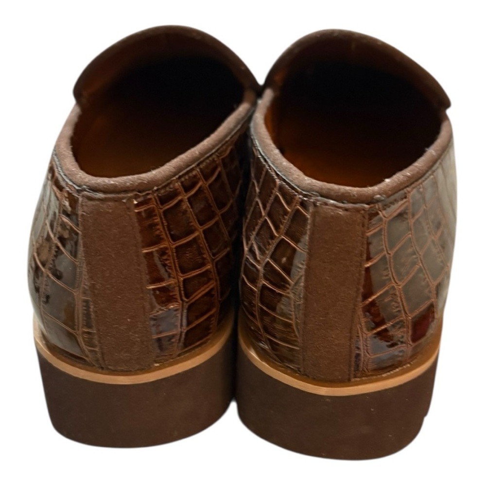 Donald J. Pliner Brown Croc-Embossed Leather Loafers - Picture 6 of 8